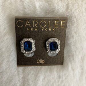 Carolee New York Ladies Sapphire and Rhinestones Clip On Earrings